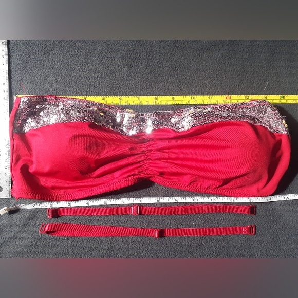 Sparkly red bralette, sz S, stretchy - Picture 3 of 9